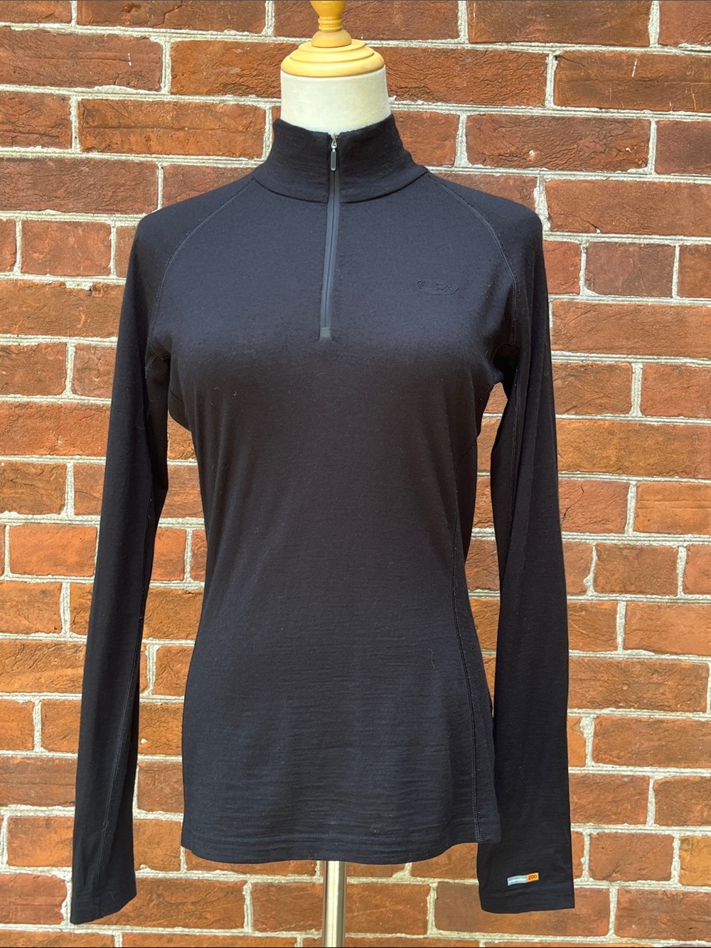 Icebreaker 200 Black Merino 1/4 Zip Long Sleeve Top